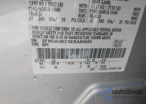 2014 Ford Edge Limited z USA, uszkodzony, nr VIN 2FMDK3KC8EBA50859